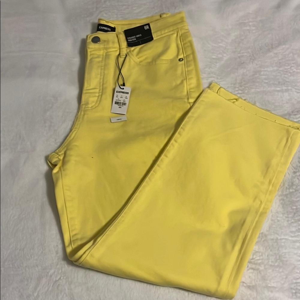 Express High Rise Yellow Jeans for a Bold Look